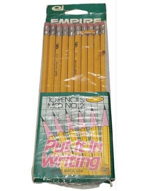 Vintage Empire Pencil Corporation Medium No. 2 Yellow Pencils Pack of 10 New